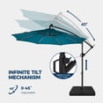 thumbnail image 6 of Patbrela 10ft Offset Patio Umbrella with Base, Cantilever Hanging Outdoor Umbrella with Solar Light Strips, Tilt Adjustment, Market Umbrella for Yard, Garden, Beach, Pool & Deck, Blue, 6 of 10