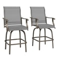 thumbnail image 1 of Outsunny Outdoor Swivel Bar Stools Set of 2 with High Back Curved Armrests, 1 of 10