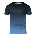 thumbnail image 3 of Cotton T Shirt Mens Short Sleeve Crew Neck Soft Fitted Tees Gradient Color Tops Fashion Classic Tshirts (2XL, Dark Blue), 3 of 5