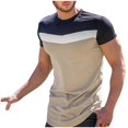 thumbnail image 2 of Yanghang Mens Shirts Workout Shirts Men Men's Casual Short Sleeved Top Fashionable Color Blocked Round Neck Short Sleeved Top Summer 2025, 2 of 8