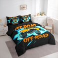 thumbnail image 2 of Castle Fairy Neon Off-Road Truck Twin Bedding Sets 7-Piece for Teens, Lightning Burst Print Bedding Comforter Set for Bedroom, Orange Blue,Black Reversible, 2 of 7