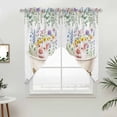thumbnail image 2 of Swag Valance Curtains for Windows, Spring Floral Pig Light Filtering Kitchen Curtains with Rod Pocket, Weeping Flowers Leaves Farmhouse Watercolor Window Treatment Valances, 36x36 - 2 PCS, 2 of 9