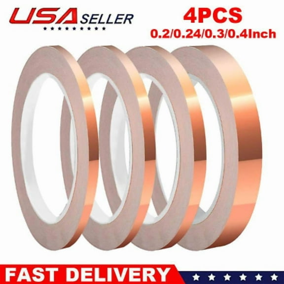 Copper Foil Tape, Conductive Copper Tape 4 Sizes (0.2/0.24/0.3/0.4Inch) x65.6FT