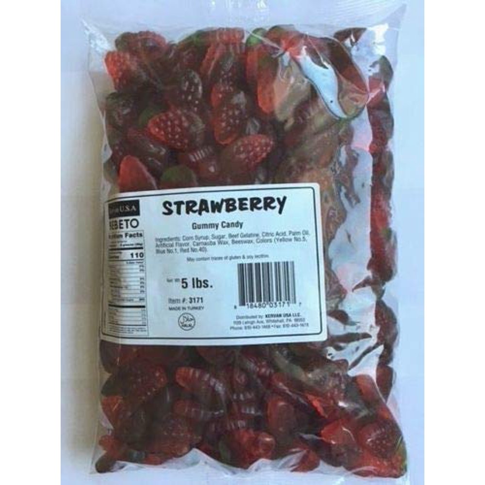 Kervan Gummy Candy, Gummi Strawberry, Bulk 5 Pound Bag