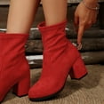 thumbnail image 6 of THDHVS Ankle Boots for Women,Womens Shoes,Women's Fashion Casual Fashion Comfortable Plus Size Short Boots Solid Color Round Toe Mid-Heel Ankle Boots Red, 6 of 10