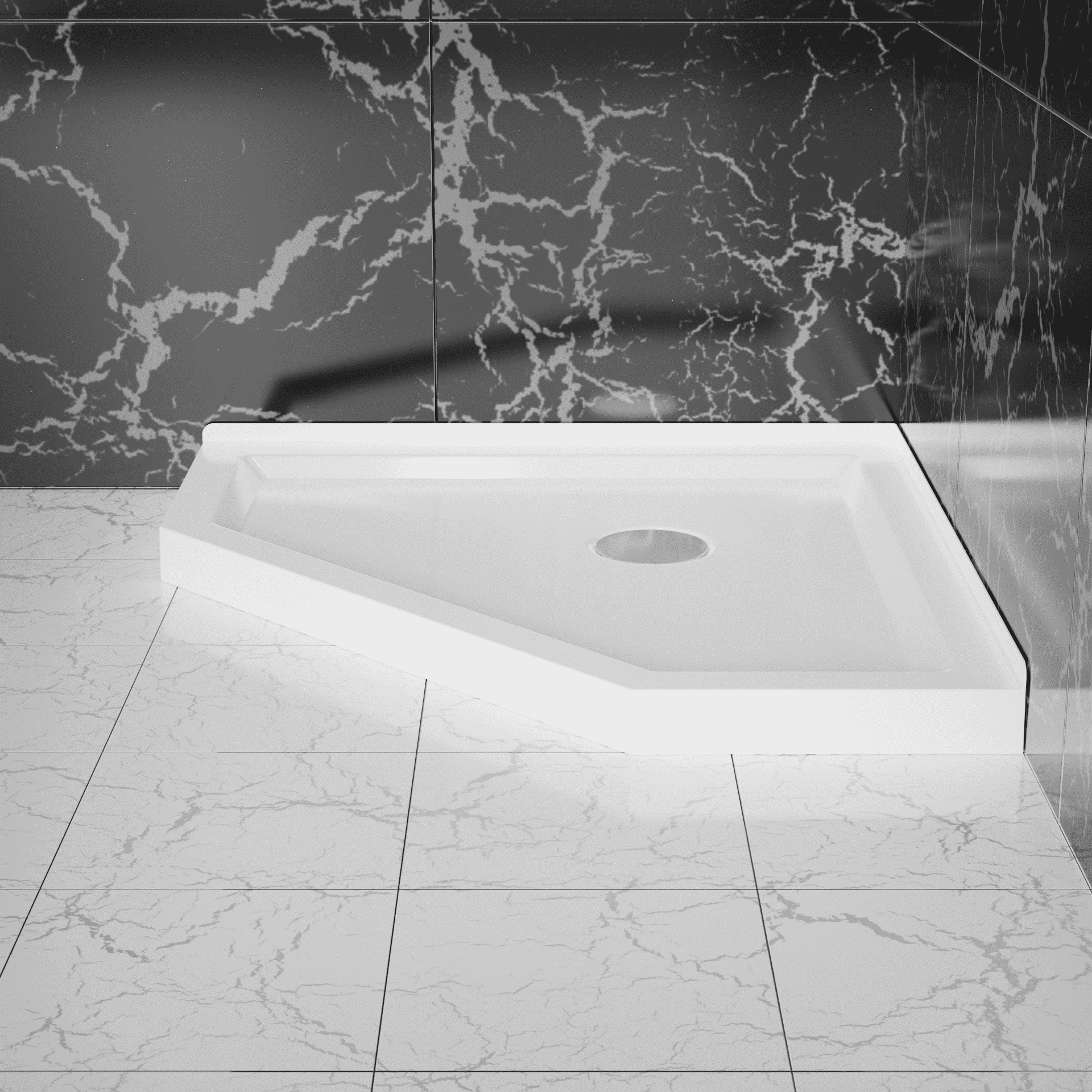 36 in. D x 36 in. W x 3.4 in. H Corner Drain Shower Base in White
