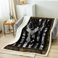 thumbnail image 2 of American Flag Fleece Blanket Hunting Deer Theme Throw Blanket for Sofa Bedroom, Rustic Farmhouse Wooden Plank Decor Fuzzy Blanket Camo Black USA Flag Geometry Stripes Flannel Blanket Throw, 2 of 4
