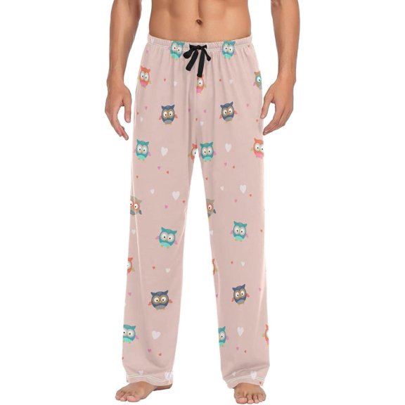 GZHJMY Owl Pajama Pants for Men, Lounge Pants Lightweight Men Pajama Bottoms with Drawstring Pockets, Christmas New Year Birthday Gifts, Small