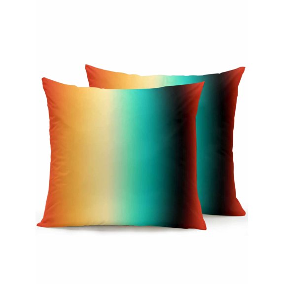 Outdoor Throw Pillow Set of 2, Colorful Ombre Waterproof Pillow with Insert Included, Abstract Modern Art Aesthetics Decorative Accent Cushion Sofa Pillows for Patio Porch, 18 x 18 In