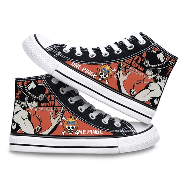 Japanese anime One Piece print canvas shoes for couples