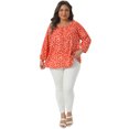 thumbnail image 3 of DARING DIVA  Women's Plus Crew Neck 3/4 Sleeve Blouse 1X Orange, 3 of 6