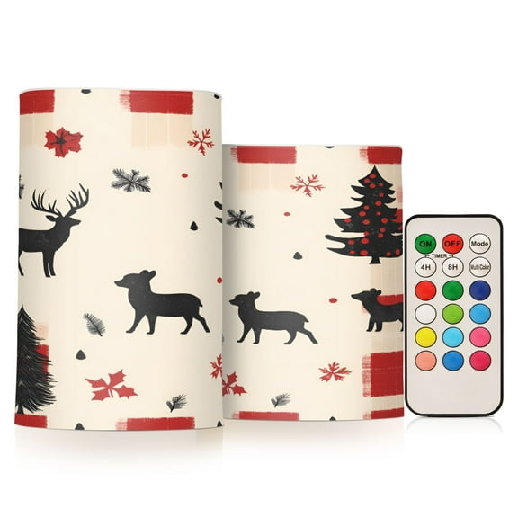 Yayeee Flameless Candles with Remote Flickering Battery Operated Multi Color Changing, Christmas Forest