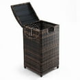 thumbnail image 2 of Wicker Patio Trash Bin, 33 Gallon Rattan Trash Can with Lid for Porch Backyard Deck Patio Poolside, Brown, 2 of 9