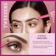 thumbnail image 6 of MORGLES 6Pcs Tweezers Set, Stainless Steel Tweezers for Eyebrow with Curved Scissors, Brow Brush & Leather Case - for Shaping & Ingrown Hair, Pink, 6 of 7