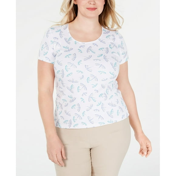 Karen Scott Women's Plus Size Printed Scoop-Neck Top (Dragonfly, 3X)