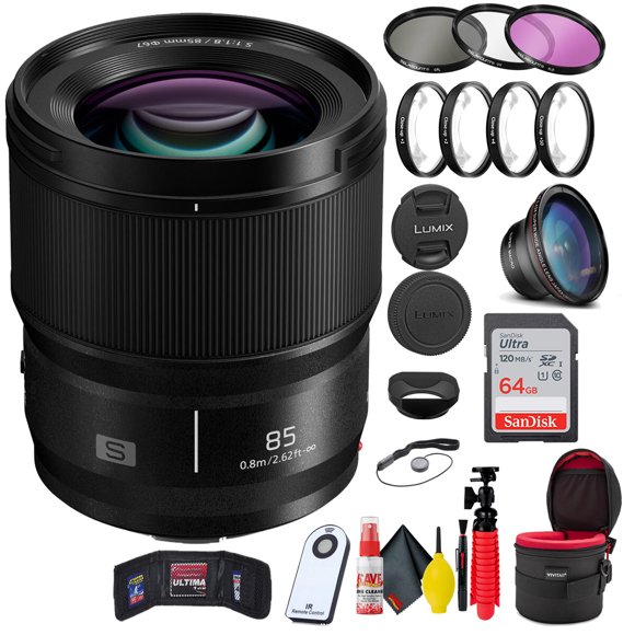Panasonic Lumix S 85mm F/1.8 Lens + Accessories Bundle