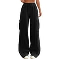 thumbnail image 2 of Qeaghou Cargo Sweatpants for Women Wide Leg High Waist Joggers Pants Drawstring Solid Colors Lounge Yoga Pants with Pockets Sweat Pants for Womens, 2 of 6