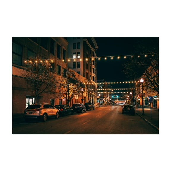 Parkersburg String Lights - Parkersburg West Virginia Photography Unframed Wall Art Print 5 x 7 inches