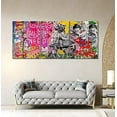 thumbnail image 3 of Hieng Large Living Room Canvas Wall Art 3 Panels Graffiti Black Woman Portrait Poster Abstract Street Pop Artwork for Bedroom Bathroom Wall Decor, 3 of 5