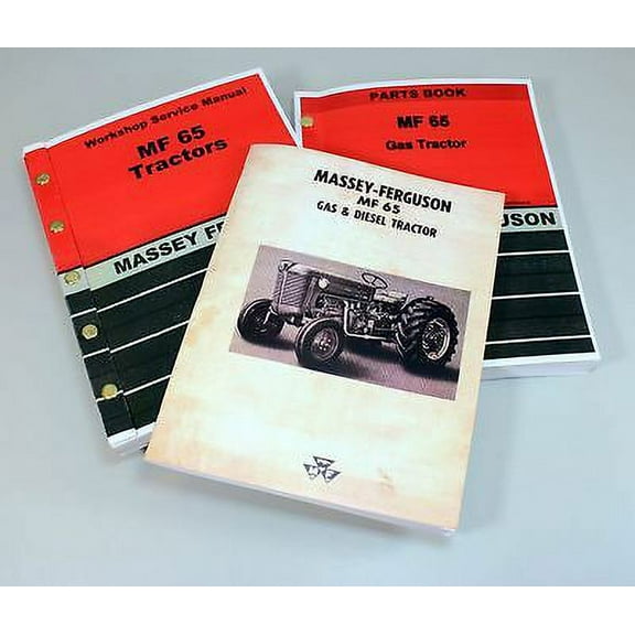 Set Massey Ferguson 65 Tractor Service Parts Catalog Operators Manual Shop Book