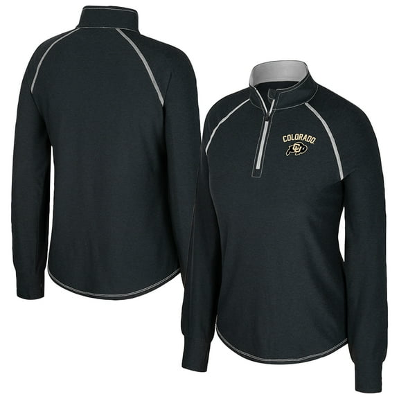 Women's Colosseum Black Colorado Buffaloes Bikram Raglan Quarter-Zip Top
