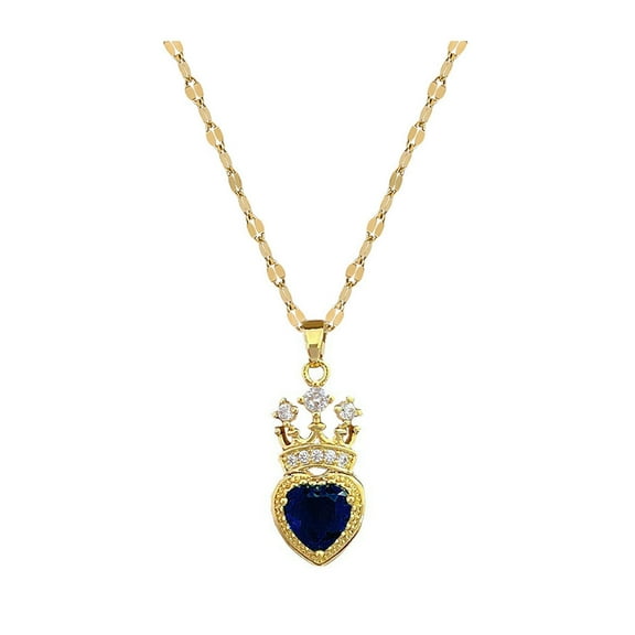 HUANLEDASH Women Necklace Rhinestone Heart Crown Pendant Adjustable with Extended Length Hollow Chain Lady Clavicle Necklace Everyday Wear Weddings Parties Neck Jewelry