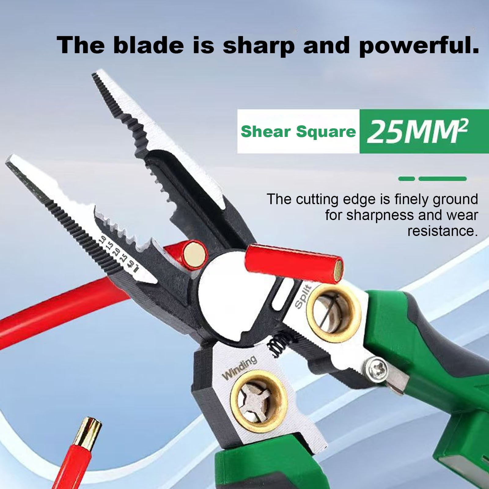Wire Strippers with Voltage Tester, 8 In 1 Wire Stripping Pliers for Cutting and Pulling, Cable Scissors for Scraping and Pressing Wires with Voltage Test, Wire Stripper Tools for Electrician Work