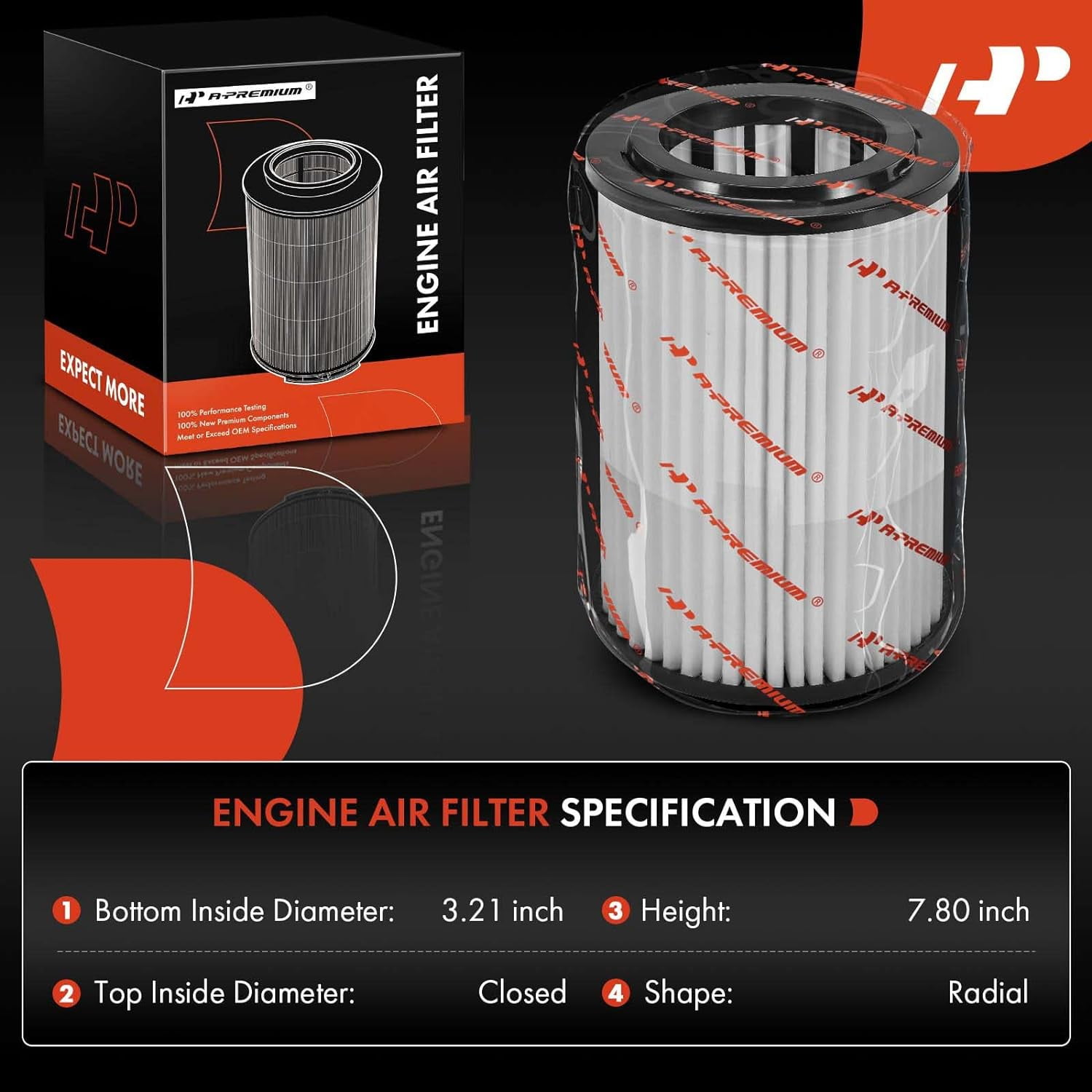 A-Premium Engine Air Filter Compatible with Hyundai Veloster N 2019-2022, Kona N 2022-2023, L4 2.0L Turbocharged
