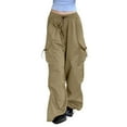 thumbnail image 5 of IDALL Cargo Pants Women Wide Leg Pants Woman Sweatpants Women Baggy Pants Cargo Trousers Women Baggy Trousers Parachute Trousers Sweatp Womens Casual Pants Khaki 3XL, 5 of 6