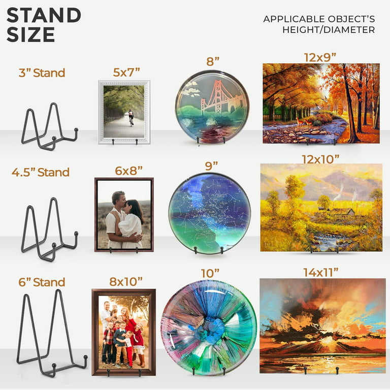  TR-LIFE 4 Pack 6 Inch Plate Stands for Display - Plate Holder  Display Stand + Metal Frame Holder Stand for Picture, Decorative Plate,  Photo Easel, Tabletop Art (Gold 4 Pack) : Home & Kitchen