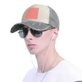 thumbnail image 5 of Red Checkerboard Pattern Baseball Cap Distressed Adjustable Vintage Cotton Denim Hat for Women Men, 5 of 7