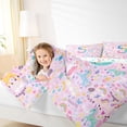 thumbnail image 4 of jejeloiu Cute Unicorn Monogram S 7 Pieces Bedding Comforter Set For Girls,Colorful Star Initial Art Full Bedding Set For Kids,Colorful Stars Reversible, 4 of 7