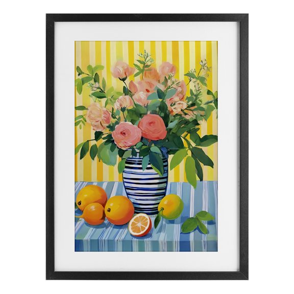 Stupell Industries Bohemian Citrus Floral Display Black Framed Print Under Glass, 14 x 20, by Creative Studio
