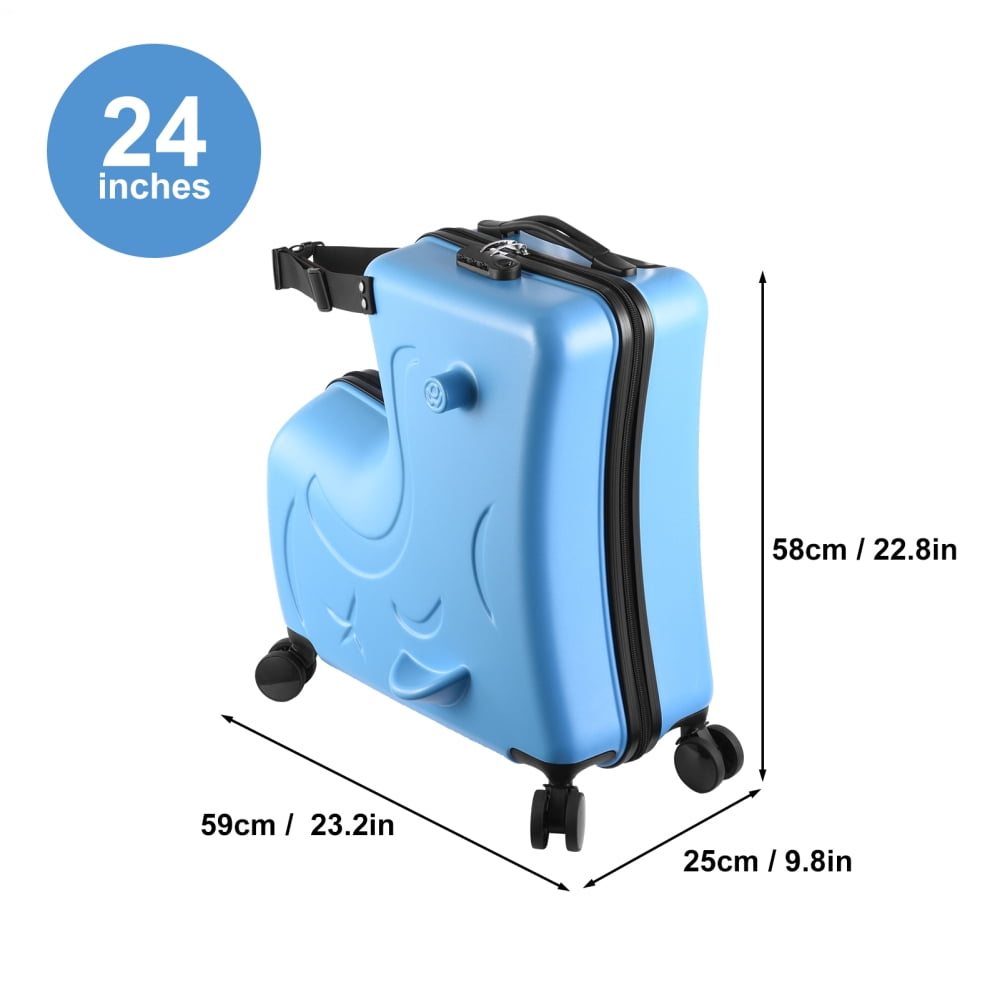 WZTO 20/24inch Kids Ride on Luggage Toddler Luggage Seat,Rolling Luggage with Spinner Wheels ,Suitcase Carry Trolley with Password Lock,with Safety Belt, Airplane Travel