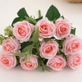 thumbnail image 4 of 12.2" 10-Heads Artificial Austin Rose Bouquet - Blush Pink Silk Fake Roses with Greenery, Faux Floral Arrangement for Wedding, Home Table Centerpieces & Party Decor, 4 of 9
