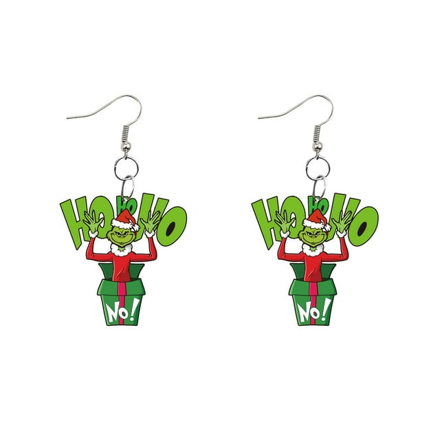 The Grinch Earrings Kids Grinch Decor 1 Pair Cute Cartoon Grin-ch Earrings Gift For Women Girl Birthday/Valentine's Day/Anniversary