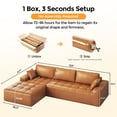 thumbnail image 5 of PATBRELA Sectional Sofa, 101" L-Shaped Deep Seat Cloud Couch, Modular Sofa with Back Cushion for Living Room Bedroom, PU Leather, No Assembly Required, Brown (Left Facing Chaise), 5 of 11