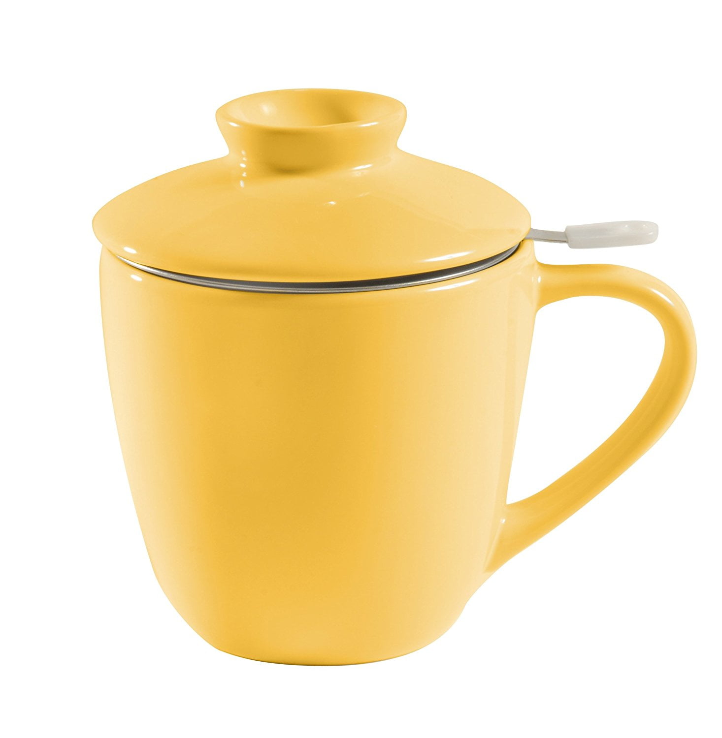 3Piece Tea Steeper Mug, Yellow with White, 3 piece tea steeping system