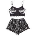 thumbnail image 2 of Pajamas for Women 2 Pieces Halloween Skeleton Hand Printed Spaghetti Straps Sleeveless Soft Tank Top Shorts Lounge Set Summer Stretchy Casual Comfortable Pajama Sets Black XXL, 2 of 8