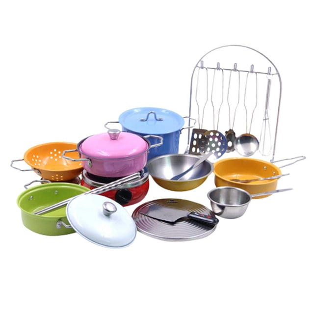 a para , acero inoxidable, 23 piezas, utensilios a y utensilios a, accesorios para utensilios a, juguete de CUTICAT Kids Pretend Play Kitchen Toy
