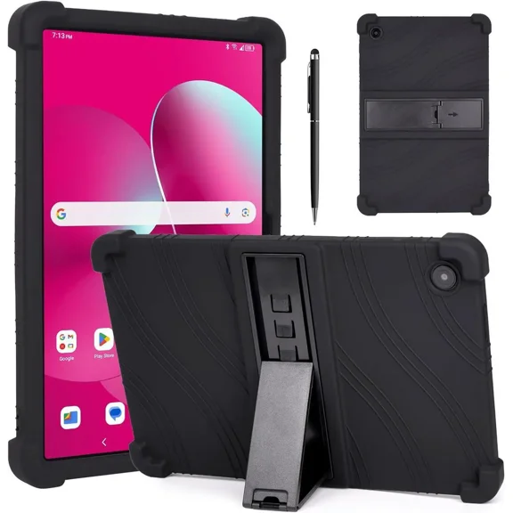 Silicone Case for T-Mobile REVVL Tab 2 10.1 inch 2025 Soft Shockproof Protective Cover with Stand, Lightweight Portable Design with Universal Stylus Pen