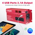 thumbnail image 5 of 1000W 2000W Peak Power Inverter DC 12V to AC 110V, 4 AC Outlets & 4 USB Ports, Modified Sine Wave Car Inverter for RV, Truck, Camping, Home Red, 5 of 11