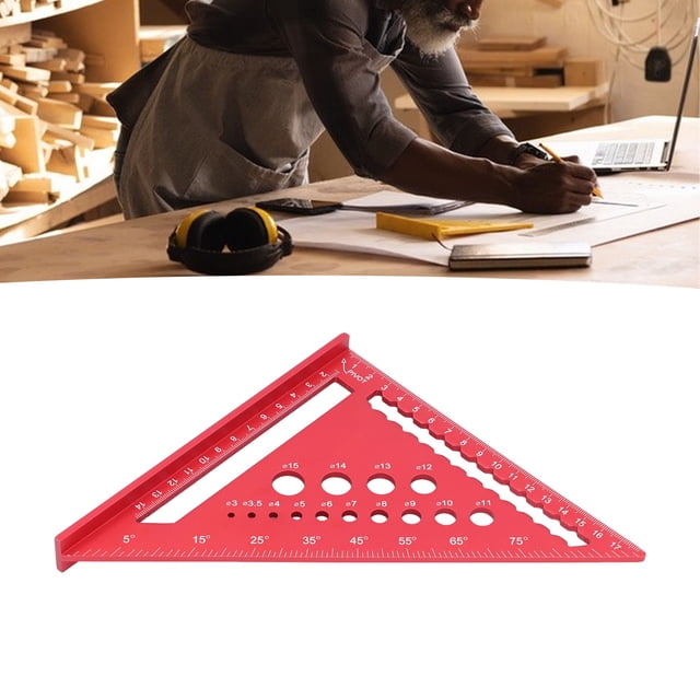 Regla Triangular De 7 Pulgadas, Herramienta De Diseño De Carpintería De aleación De Aluminio Con Escala De Grabado Láser Para Proyectos De Renovación Del Hogar Y Carpintería