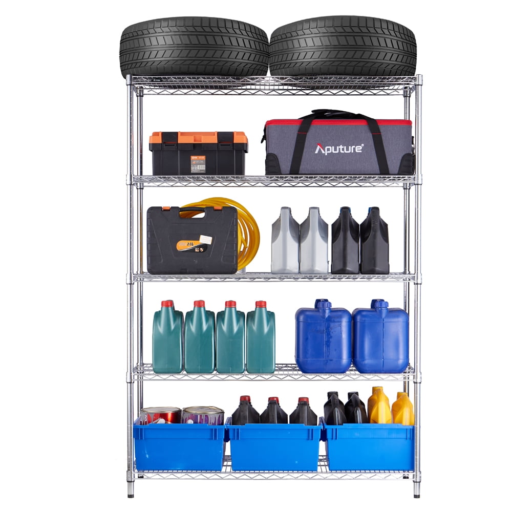 5 tier commercial chrome shelving unit 18x48x72in