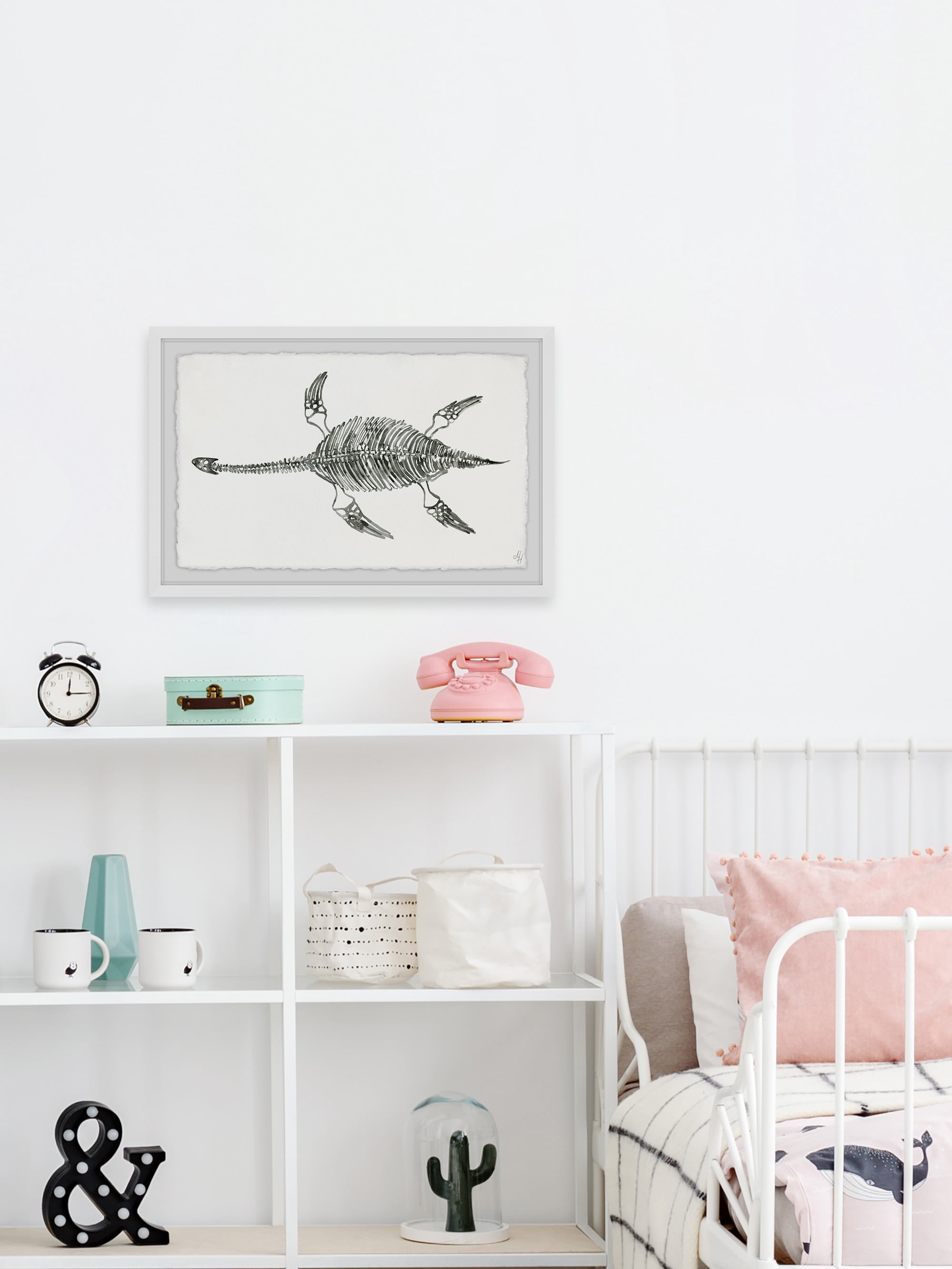 Marmont Hill Elasmosaurus Skeleton Framed Wall Art, 30.00" x 1.50"