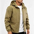 thumbnail image 4 of LYSMORA Mens Hooded Softshell Jacket Cargo Sleeve Pocket Zipper Side Pockets Elastic Cuff Windproof Daily Outdoor Coat, 4 of 8