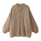 thumbnail image 3 of Suéter holgado de moda francesa para mujer, cárdigan con botones de metal y cuello redondo, botonadura sencilla, abrigo informal para otoño e invierno, prendas de vestir para mujer, 3 of 5