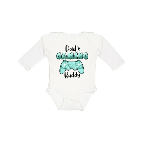Inktastic Dad's Gaming Buddy- Aqua Controller Boys or Girls Long Sleeve Baby Bodysuit