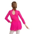 thumbnail image 2 of iEFiEL Girls Long Sleeve Dance Skirted Leotard Figure Ice Skating Gymnastics Leotard Dress Ballerina Dancewear Hot Pink 8, 2 of 7