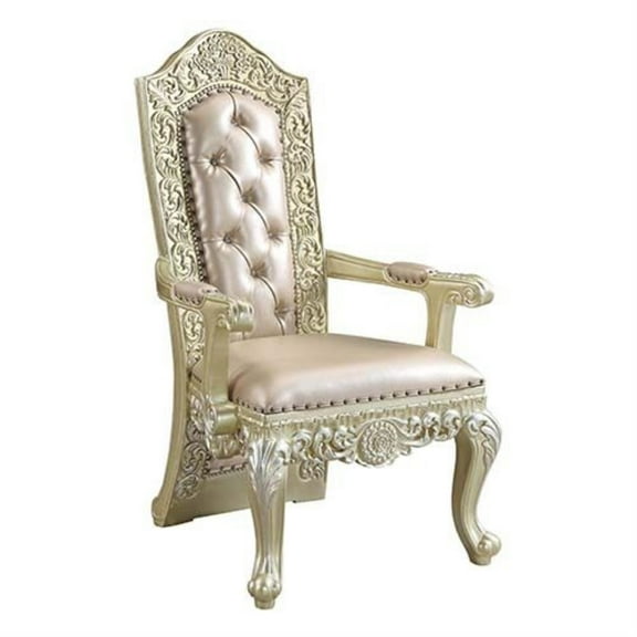 DN00469 Arm Chair (Set-2), PU & Champagne Silver Finish - Vatican ( 2Pc/1Ctn )